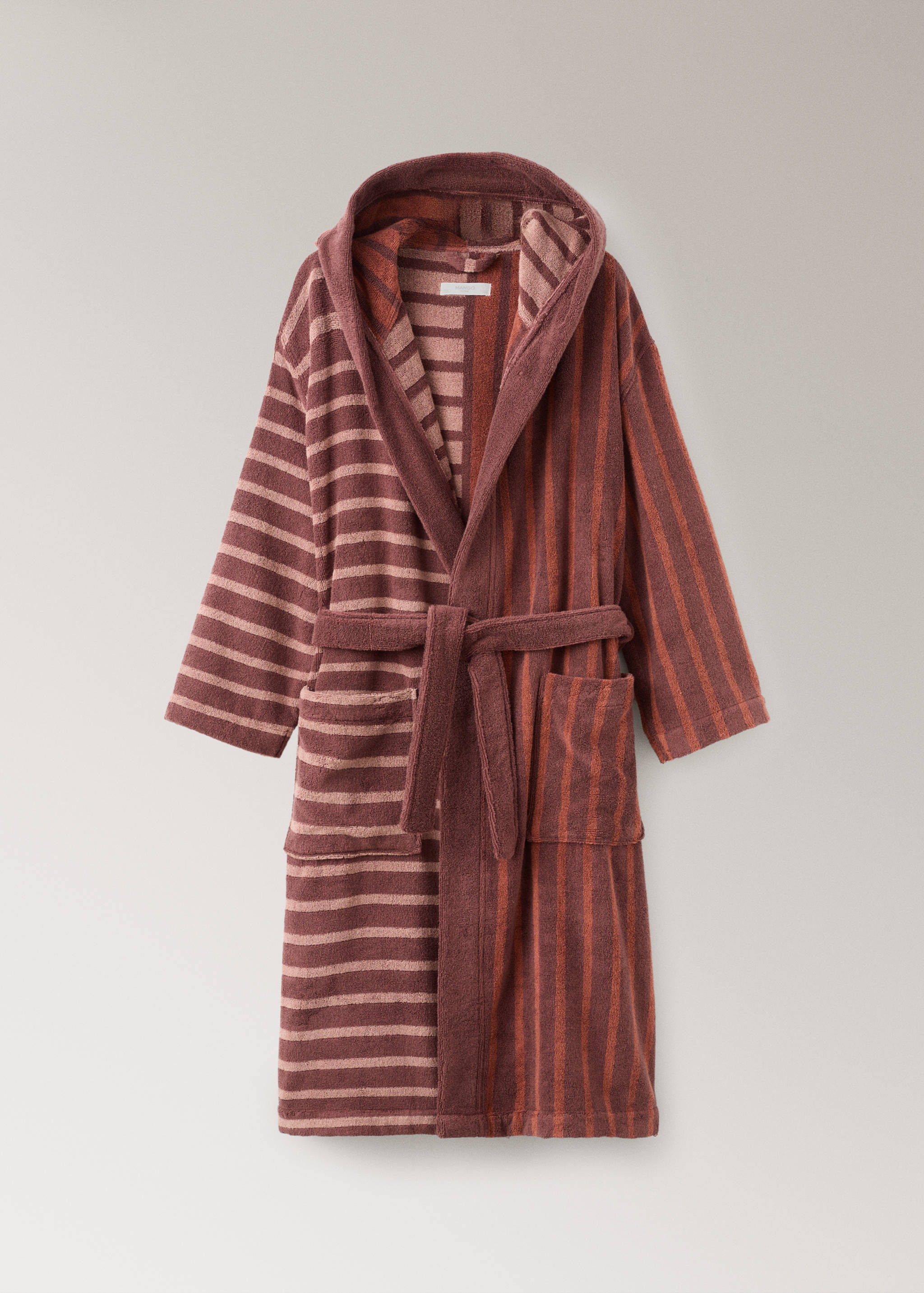 Two-tone striped cotton dressing gown - Article without model
