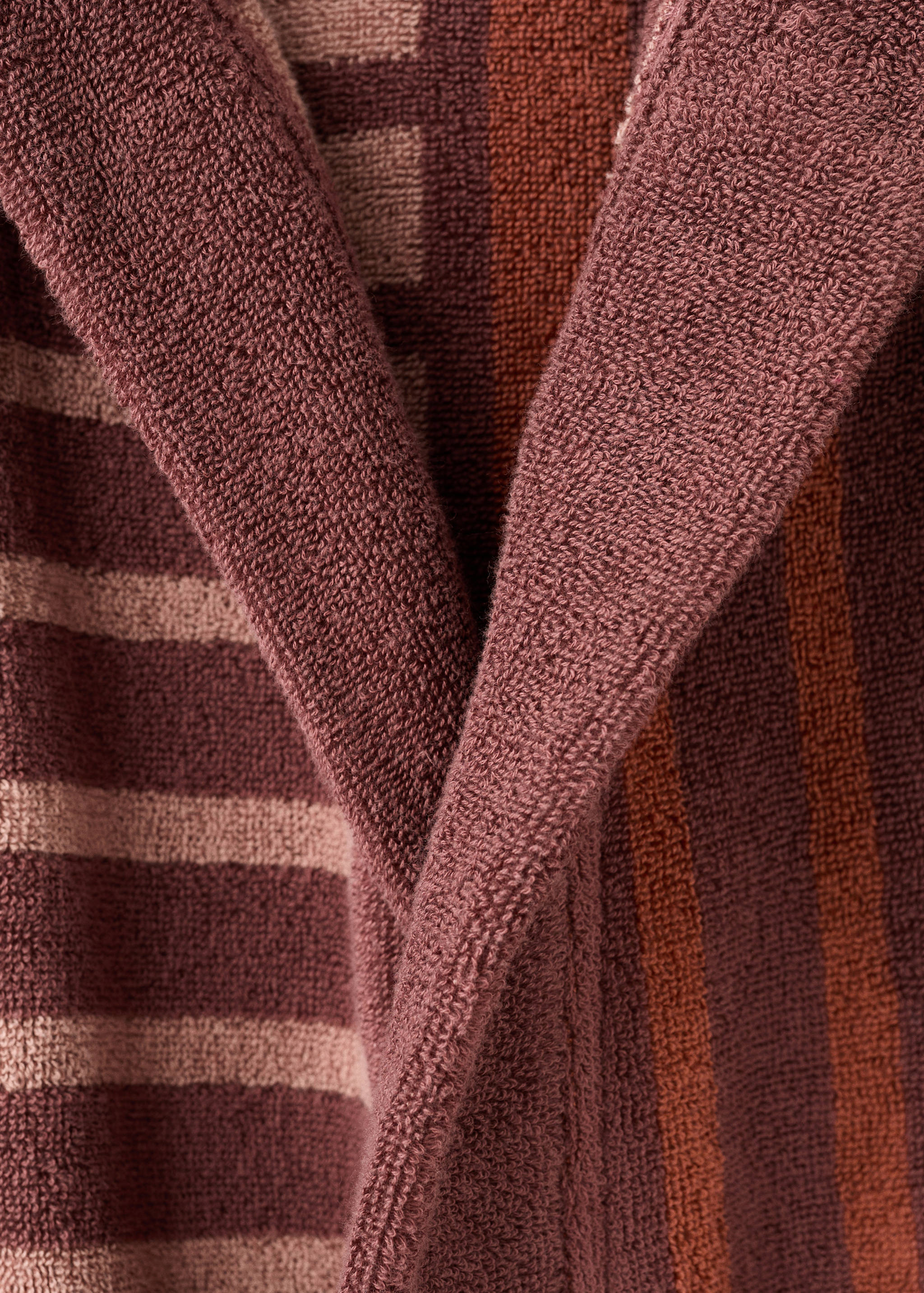 Two-tone striped cotton dressing gown - Details of the article 1