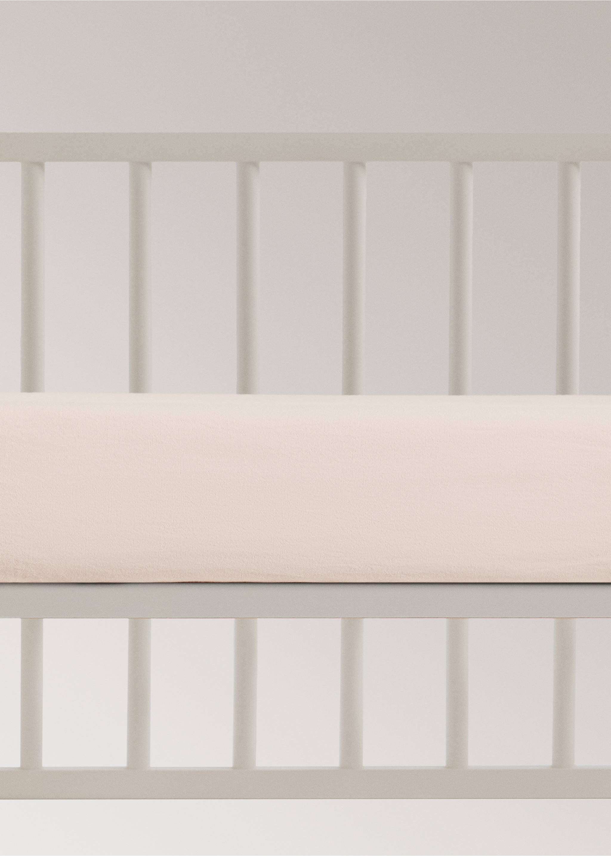 Washed cotton double-stitched fitted sheet for cot - Article without model, Ecru. Ref: 17091564-00.