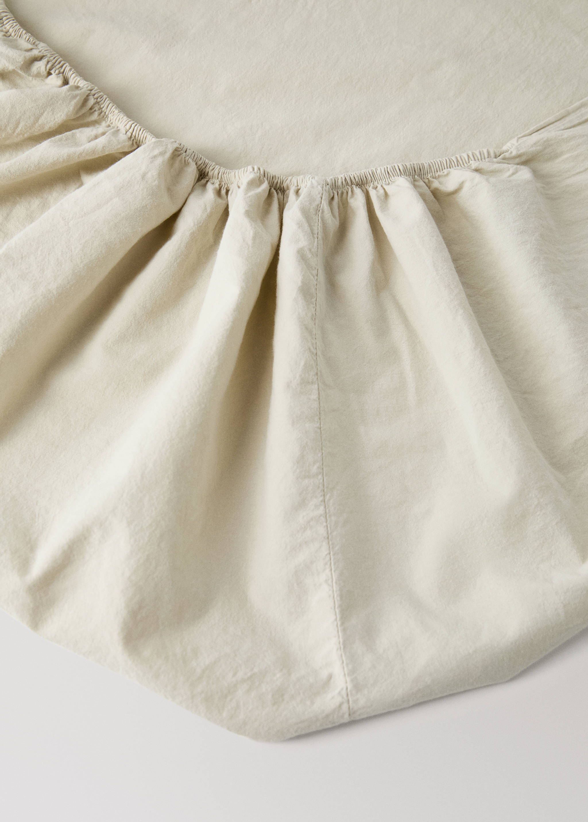 Washed cotton double-stitched fitted sheet for cot - Details of the article 1