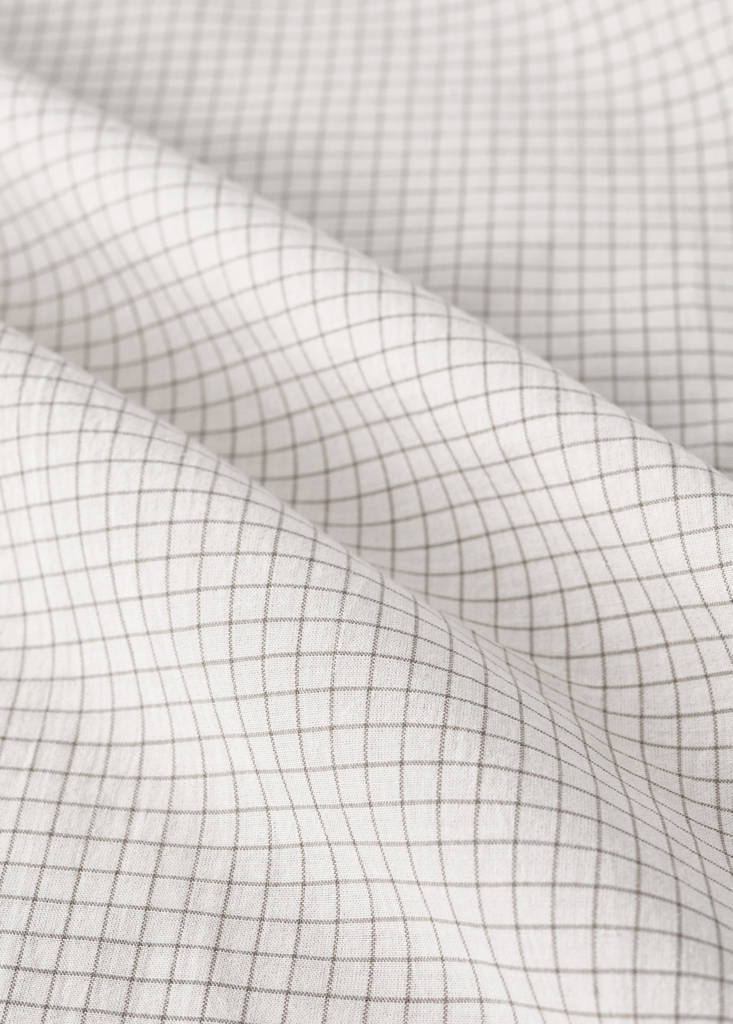 Yarn-dyed cotton duvet cover with mini-check print for cot — Ecru