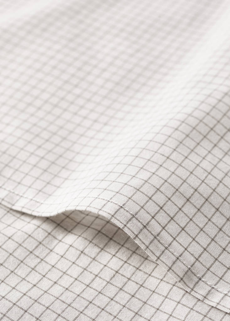 Yarn-dyed cotton duvet cover with mini-check print for cot — Ecru