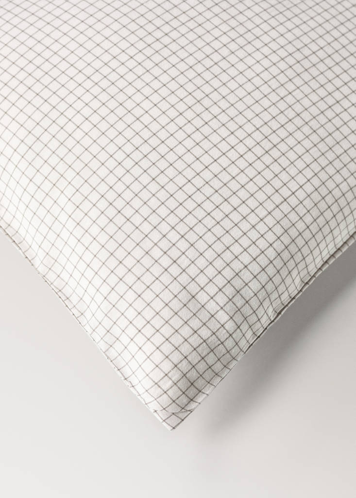 Yarn-dyed cotton duvet cover with mini-check print for cot — Ecru