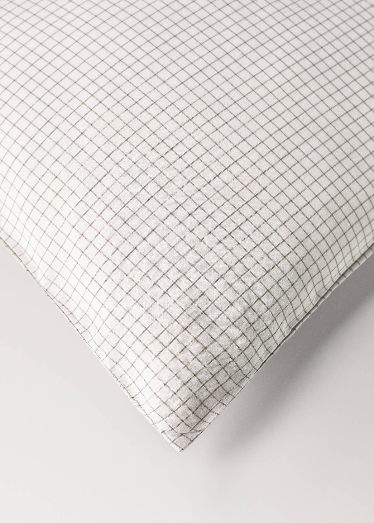 Yarn-dyed cotton duvet cover with mini-check print for cot — Ecru