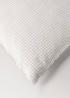 Yarn-dyed cotton duvet cover with mini-check print for cot — Ecru 4