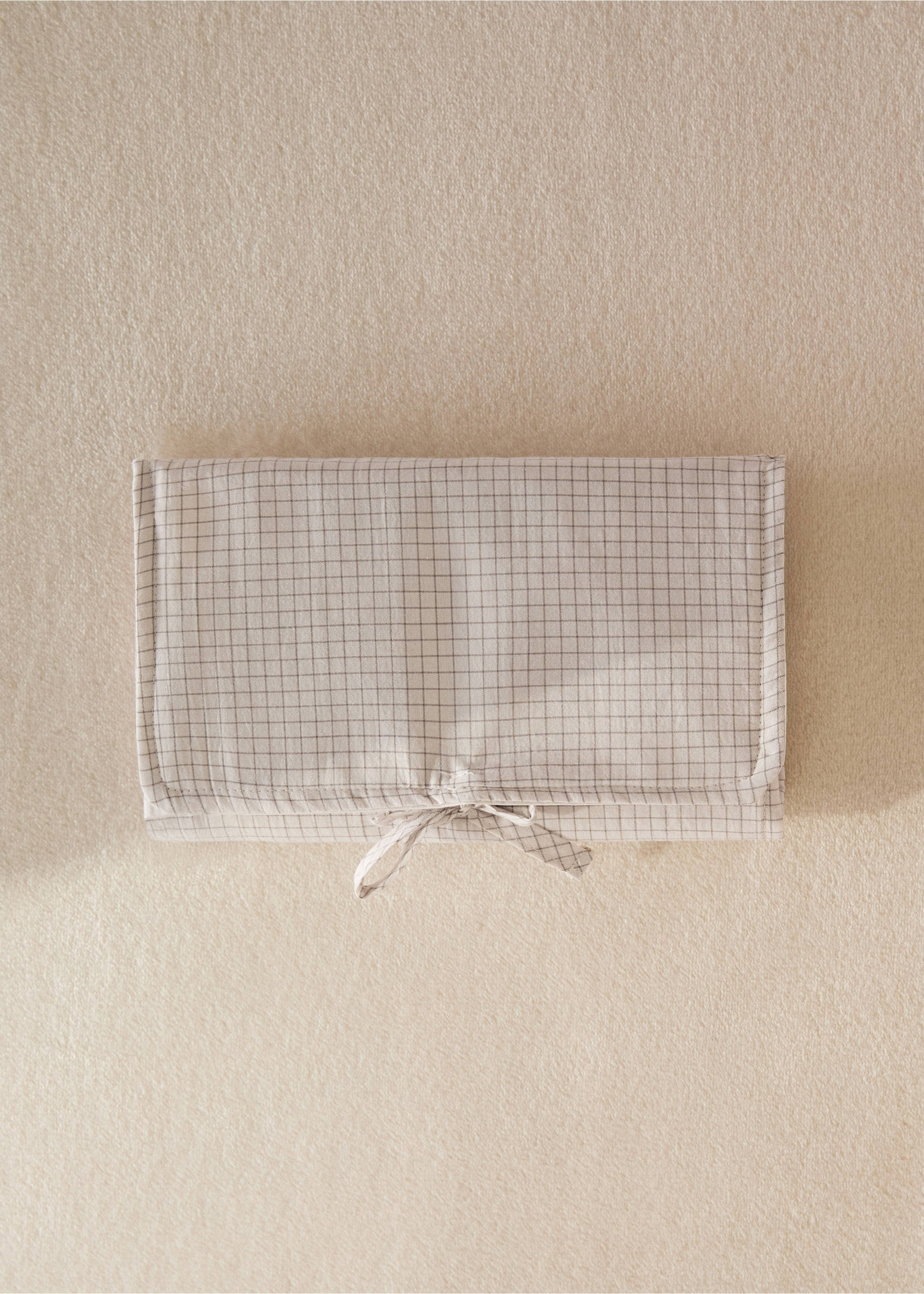 Cotton check portable changing mat - General plane, Medium Brown. Ref: 17091572-00.