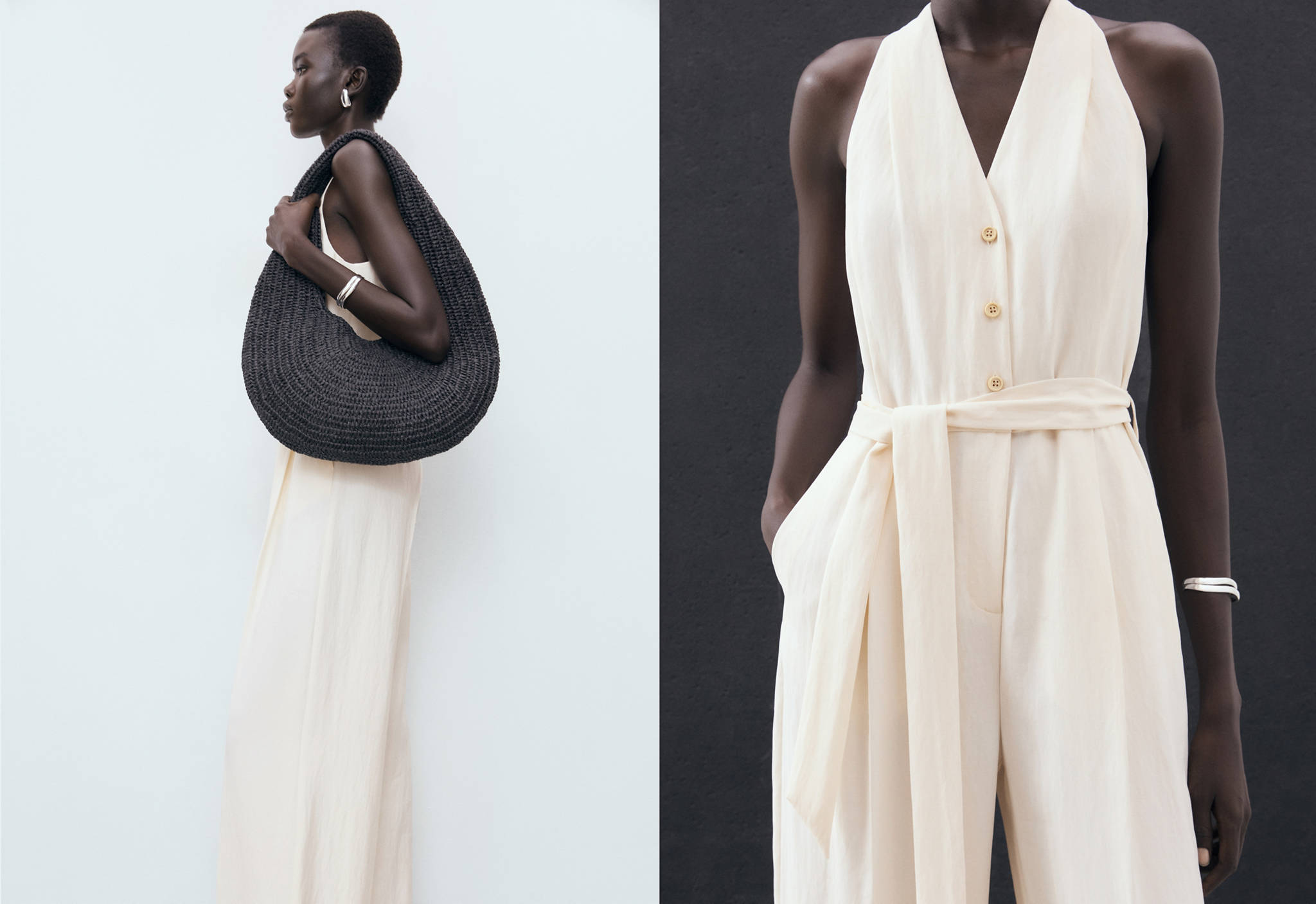 Halter-neck jumpsuit with belt - Panoramic plane
