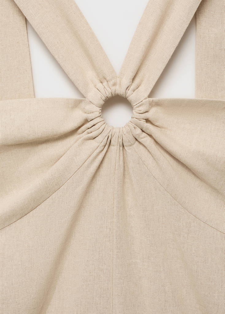 Linen jumpsuit with hoop detail — Sand