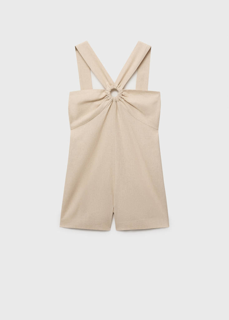 Linen jumpsuit with hoop detail — Sand