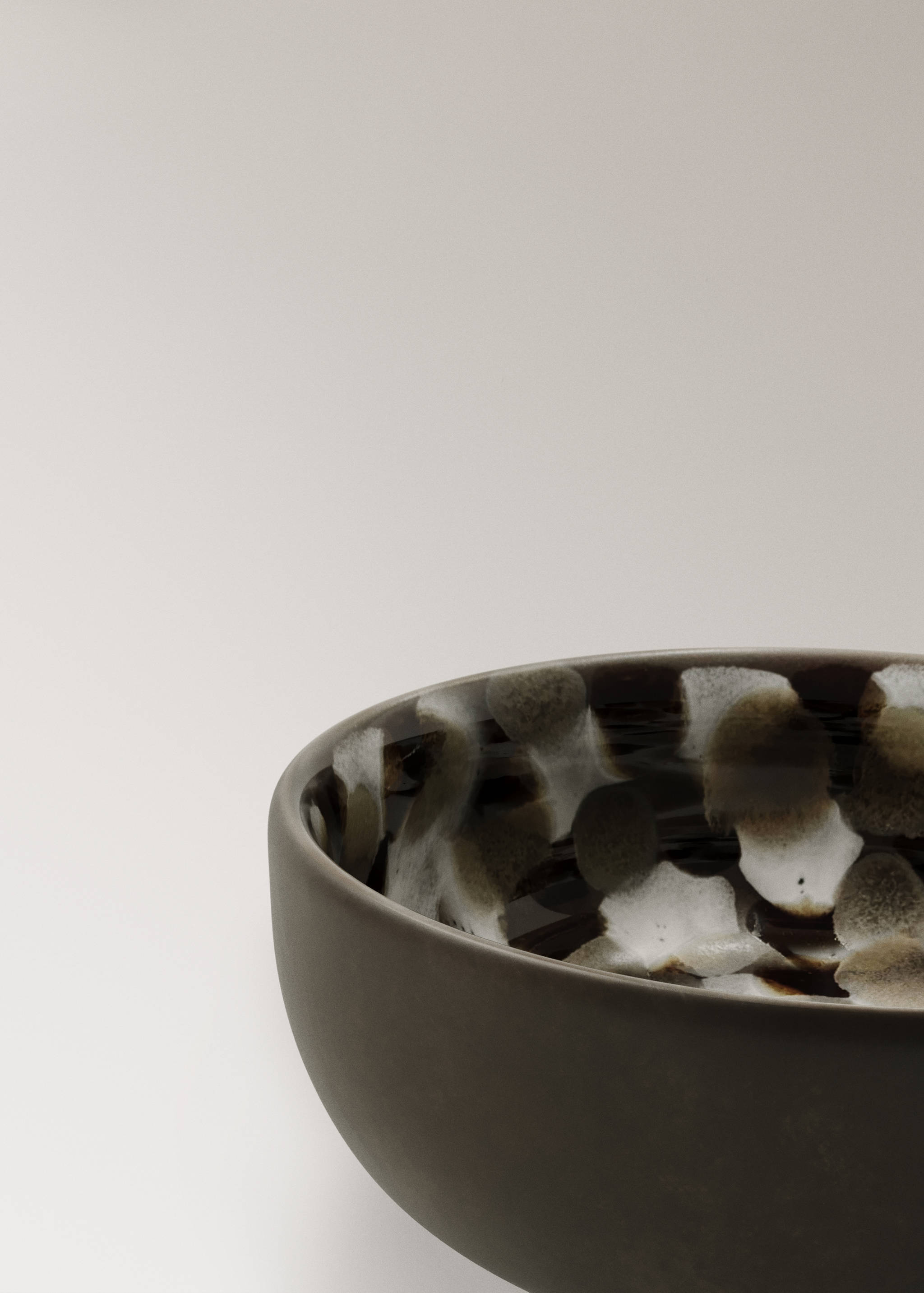 Reactive stoneware bowl with spots - Details of the article 2
