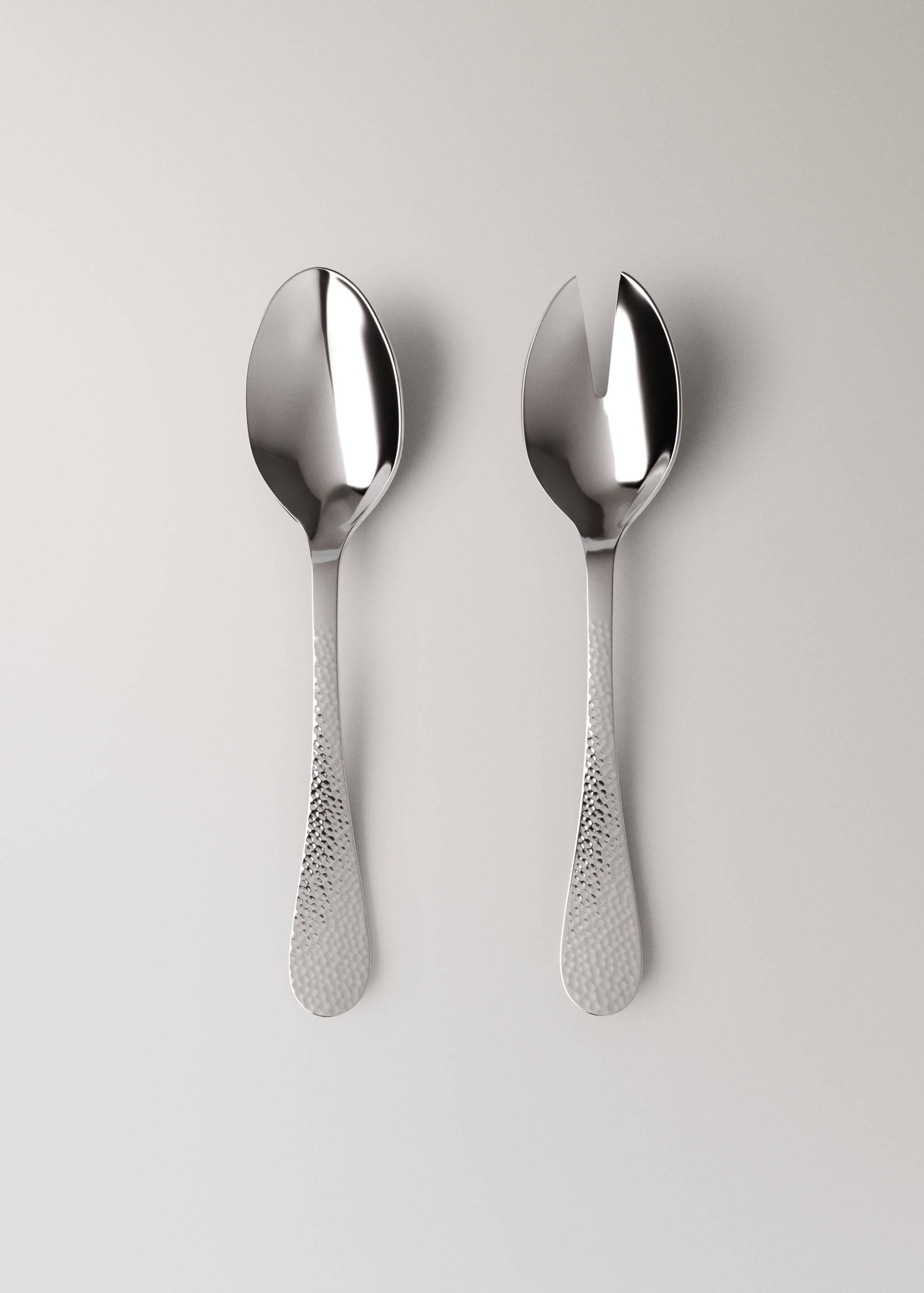 Set of 2 hammered stainless steel serving spoons - Article without model