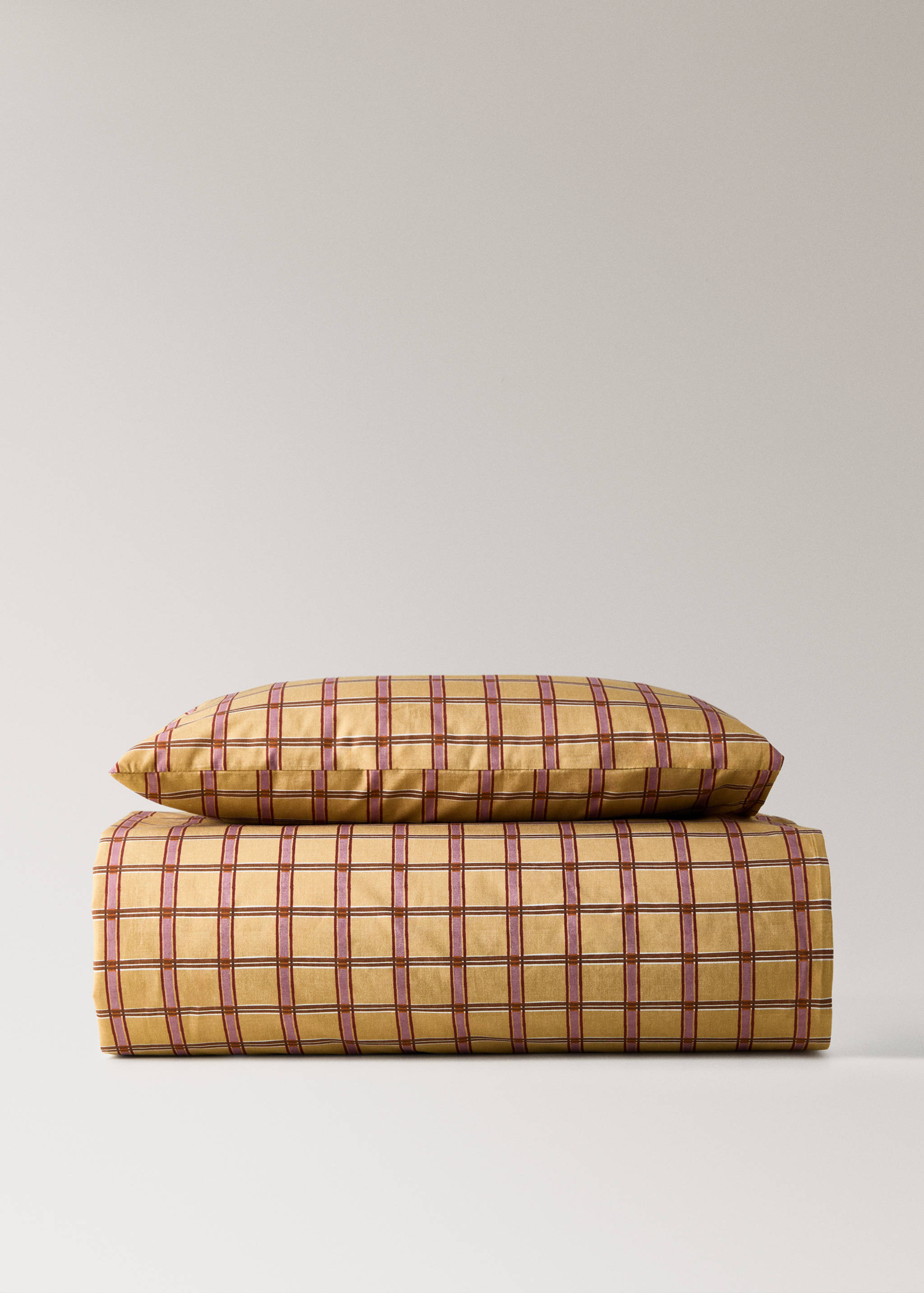 Vändbart påslakan för spjälsäng i percale-bomull med rutmönster - Artikel utan modell