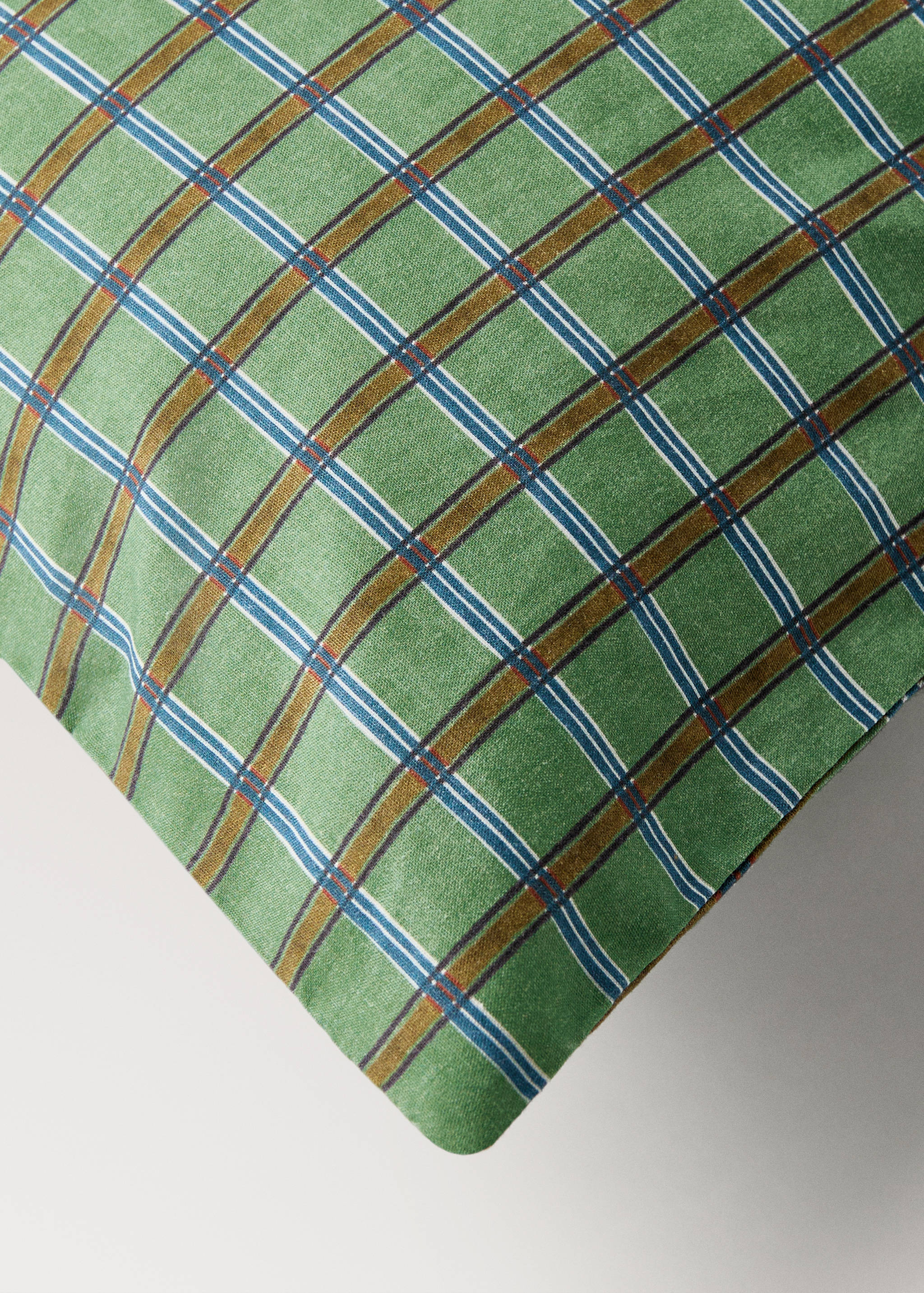 Reversible percale cotton check-print duvet cover for cot - Details of the article 3