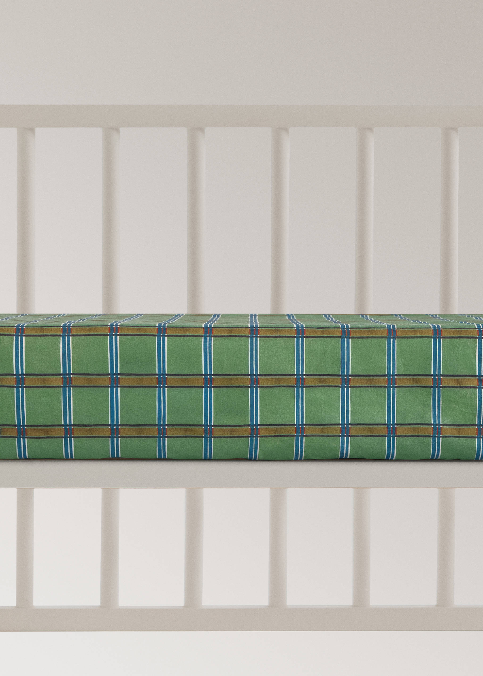 Underlakan för spjälsäng bomullspercale med rutmönster - Artikel utan modell