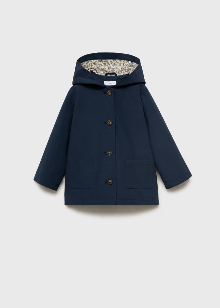 Hooded cotton parka — Navy