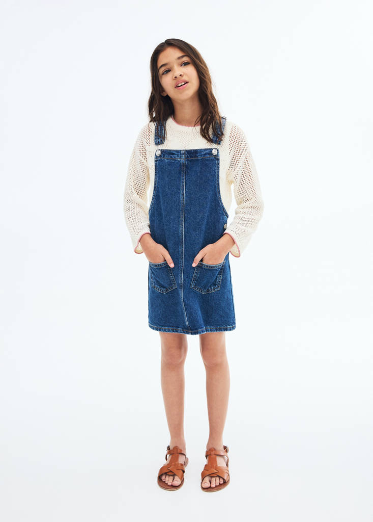 MANGO KIDS - Robe chasuble courte en jean bleu foncé - 12 - Fille