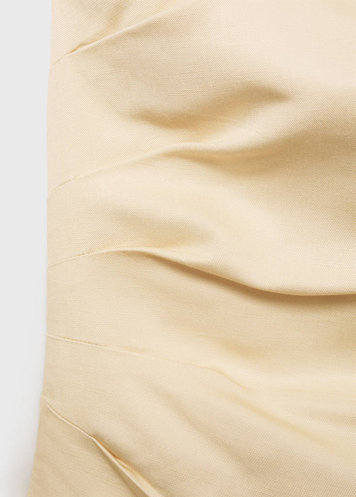 Strapless linen-blend top — Pastel Yellow
