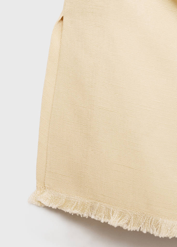Strapless linen-blend top — Pastel Yellow