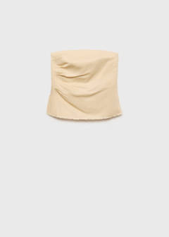Strapless linen-blend top — Pastel Yellow 5