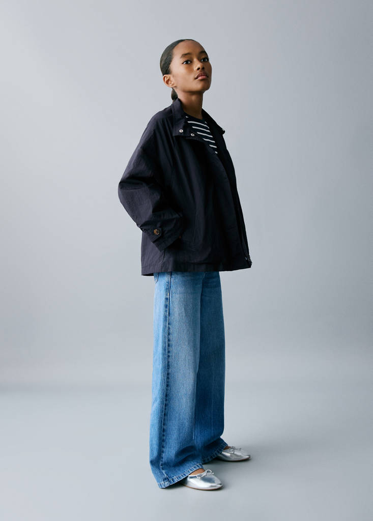 Trench coat with button detail — Navy