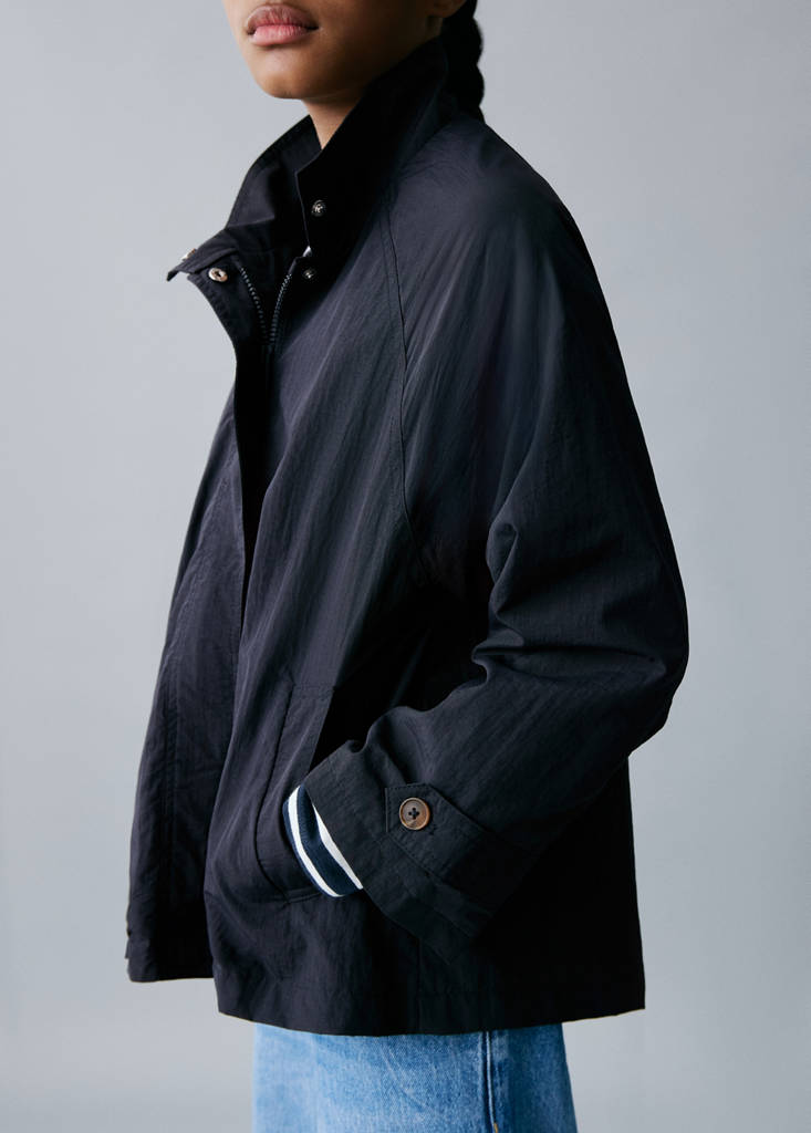 Trench coat with button detail — Navy