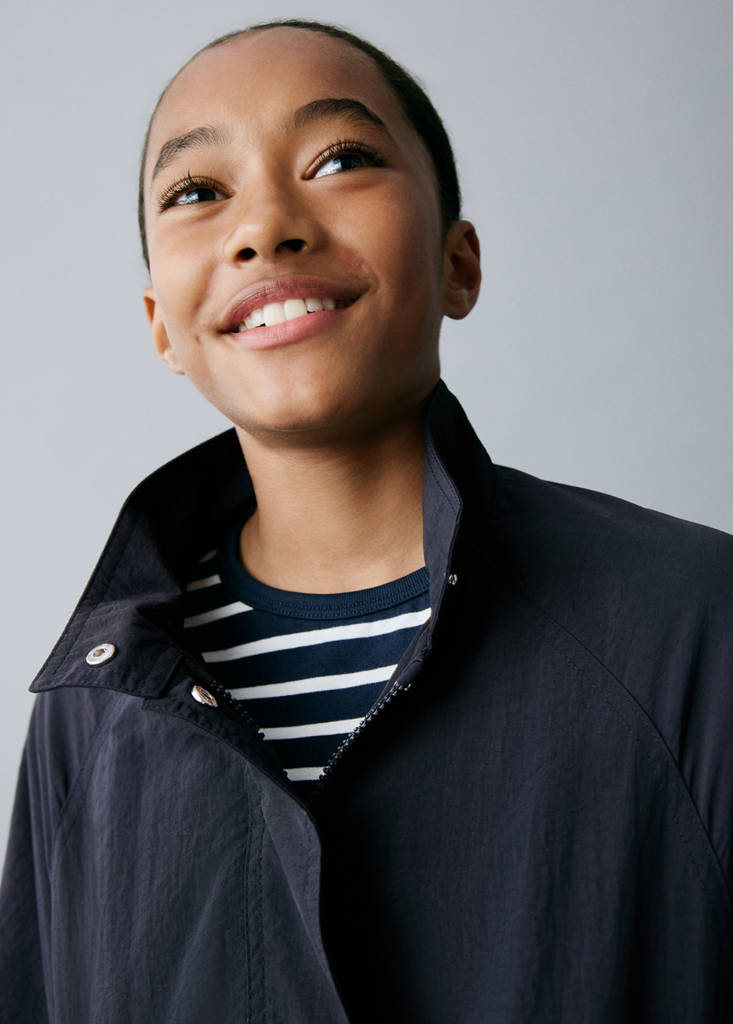 Trench coat with button detail — Navy