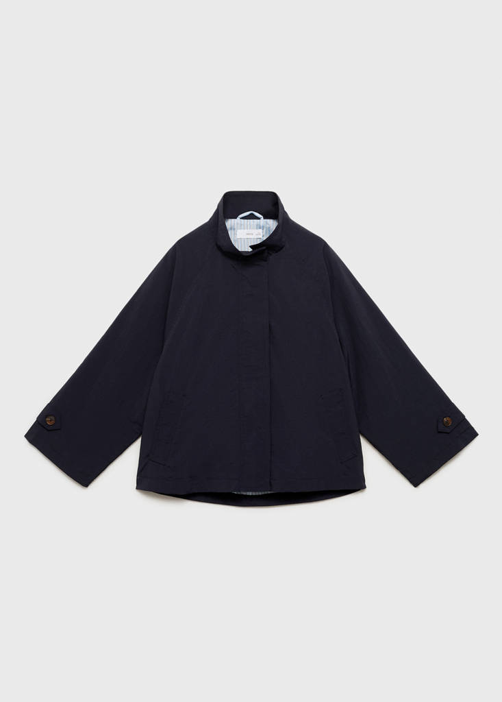 Trench coat with button detail — Navy