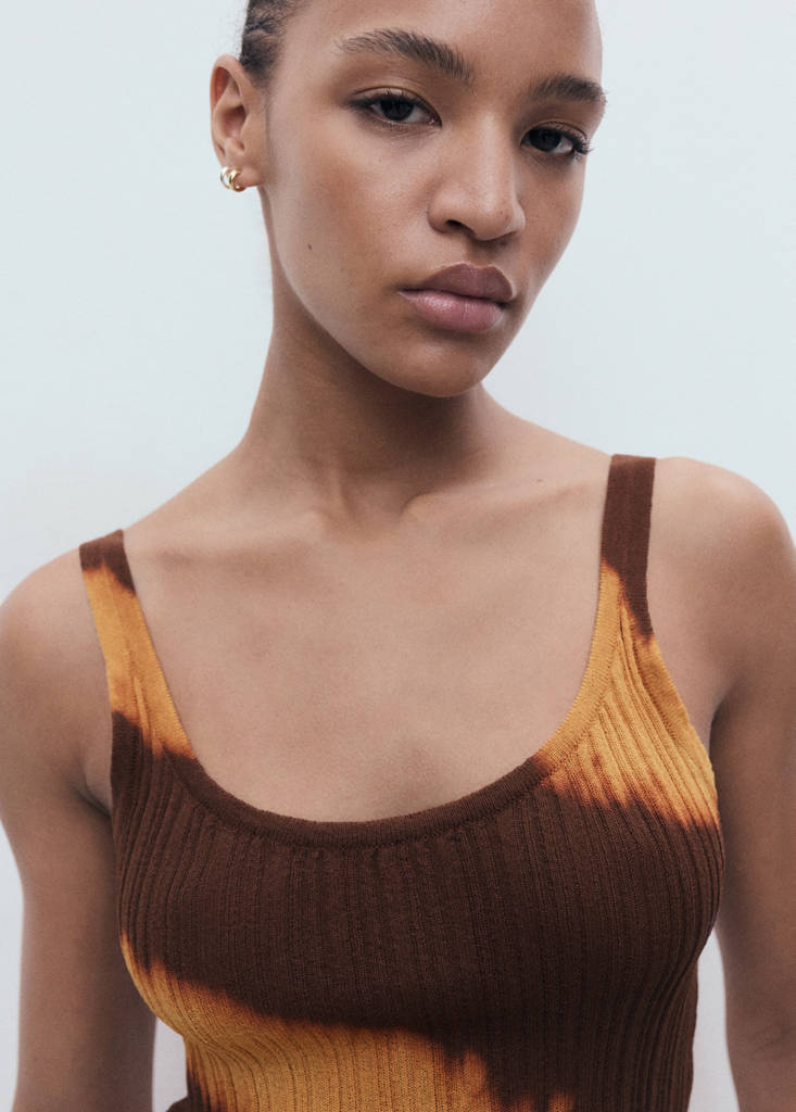 Tie-dye knitted top — Brown