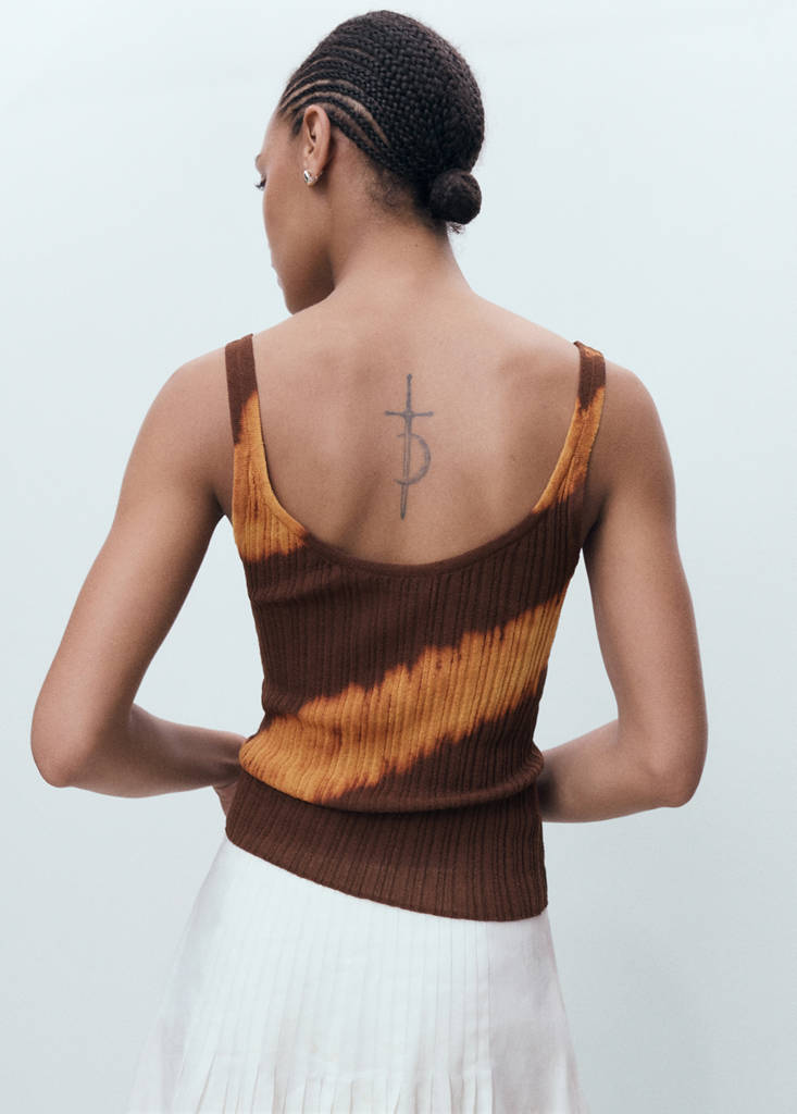 Tie-dye knitted top — Brown