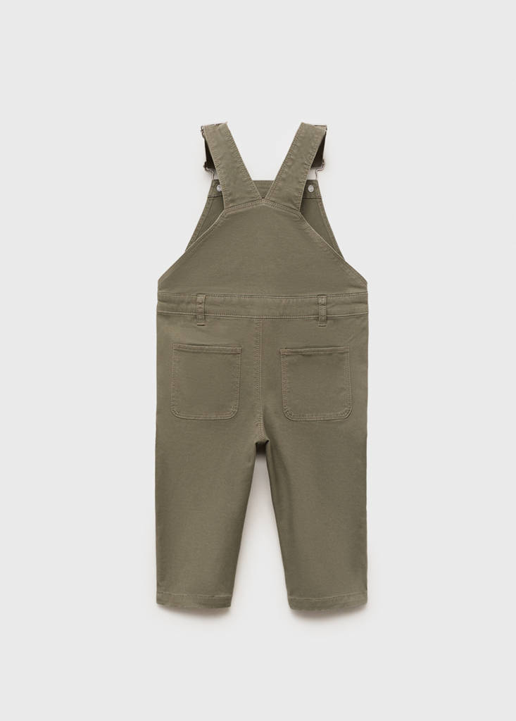 Long cotton dungarees — Khaki