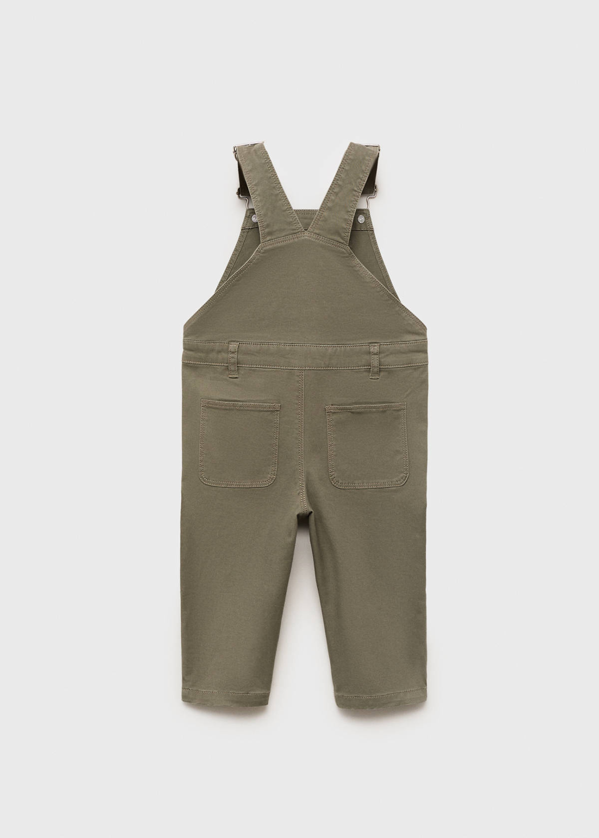 Long cotton dungarees — Khaki