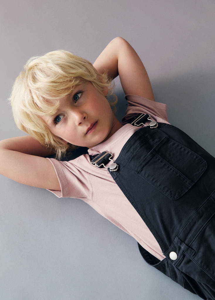 Long cotton dungarees — Dark Navy