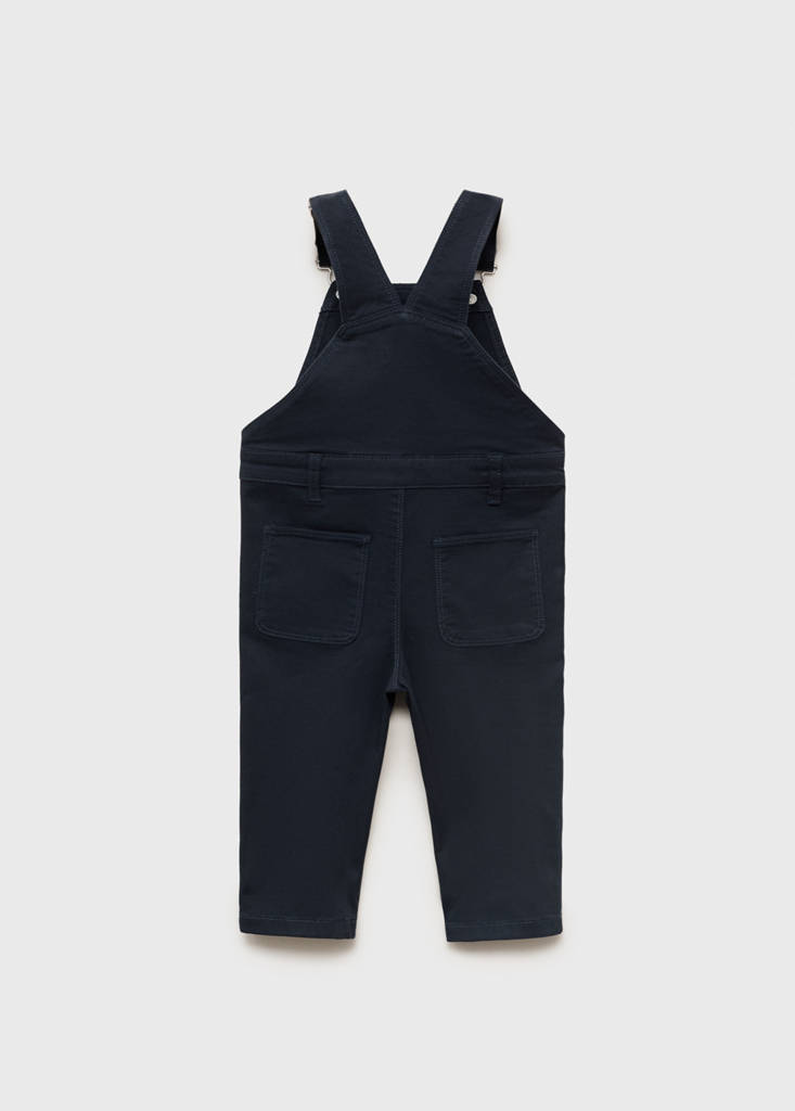 Long cotton dungarees — Dark Navy