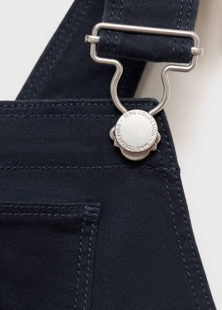 Long cotton dungarees — Dark Navy