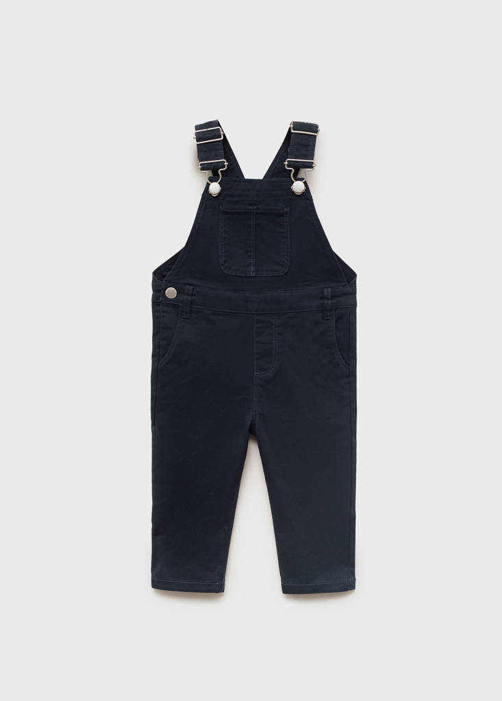 Long cotton dungarees — Dark Navy