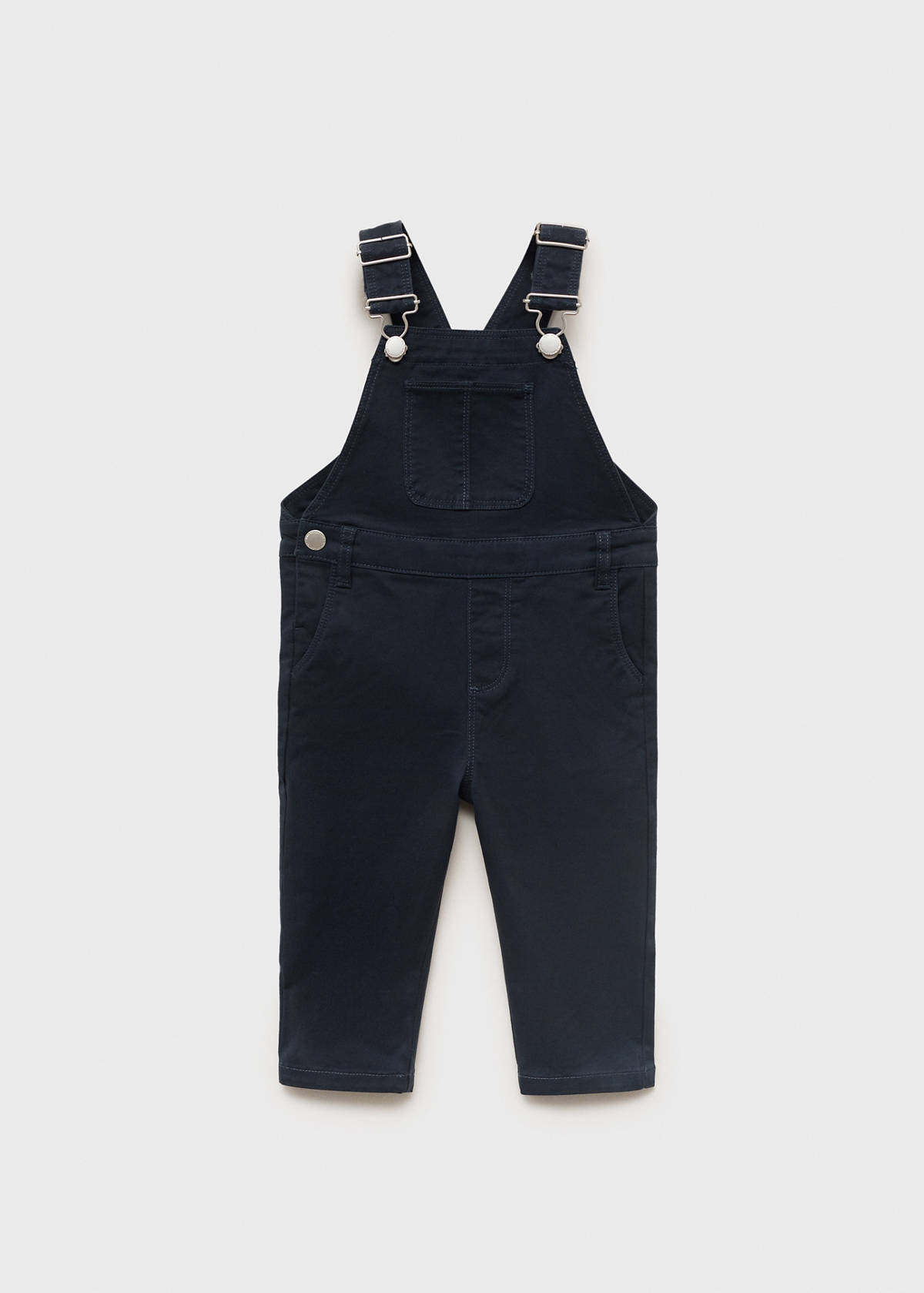 Long cotton dungarees — Dark Navy