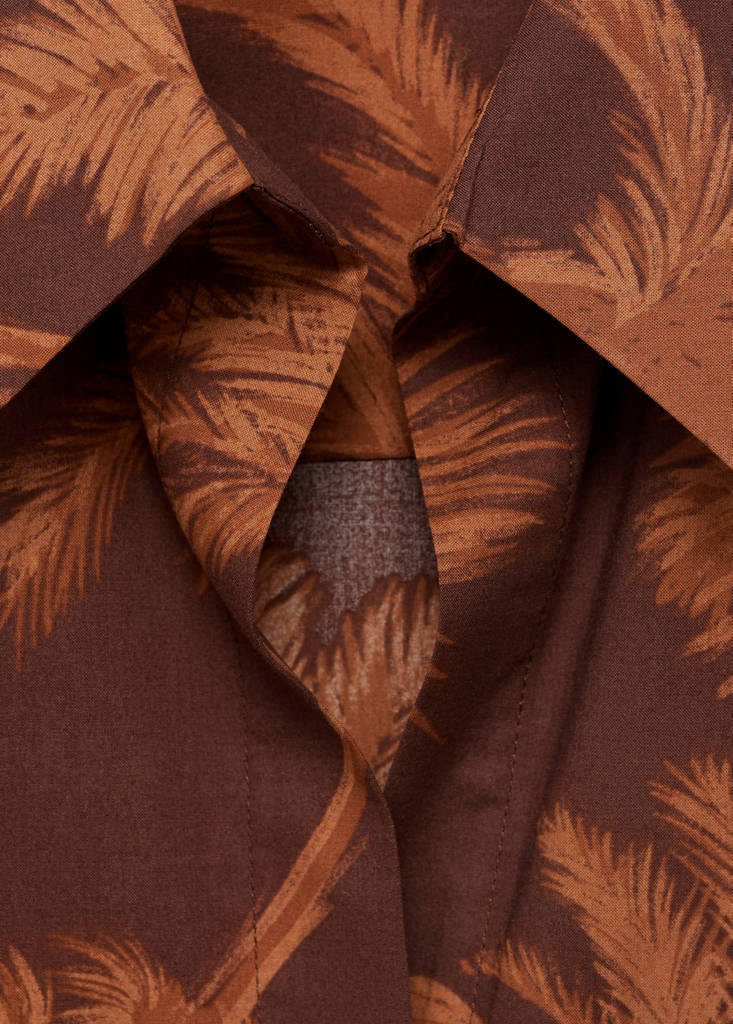 Palm tree print cotton shirt — Brown
