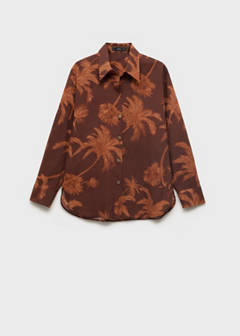 Palm tree print cotton shirt — Brown 9