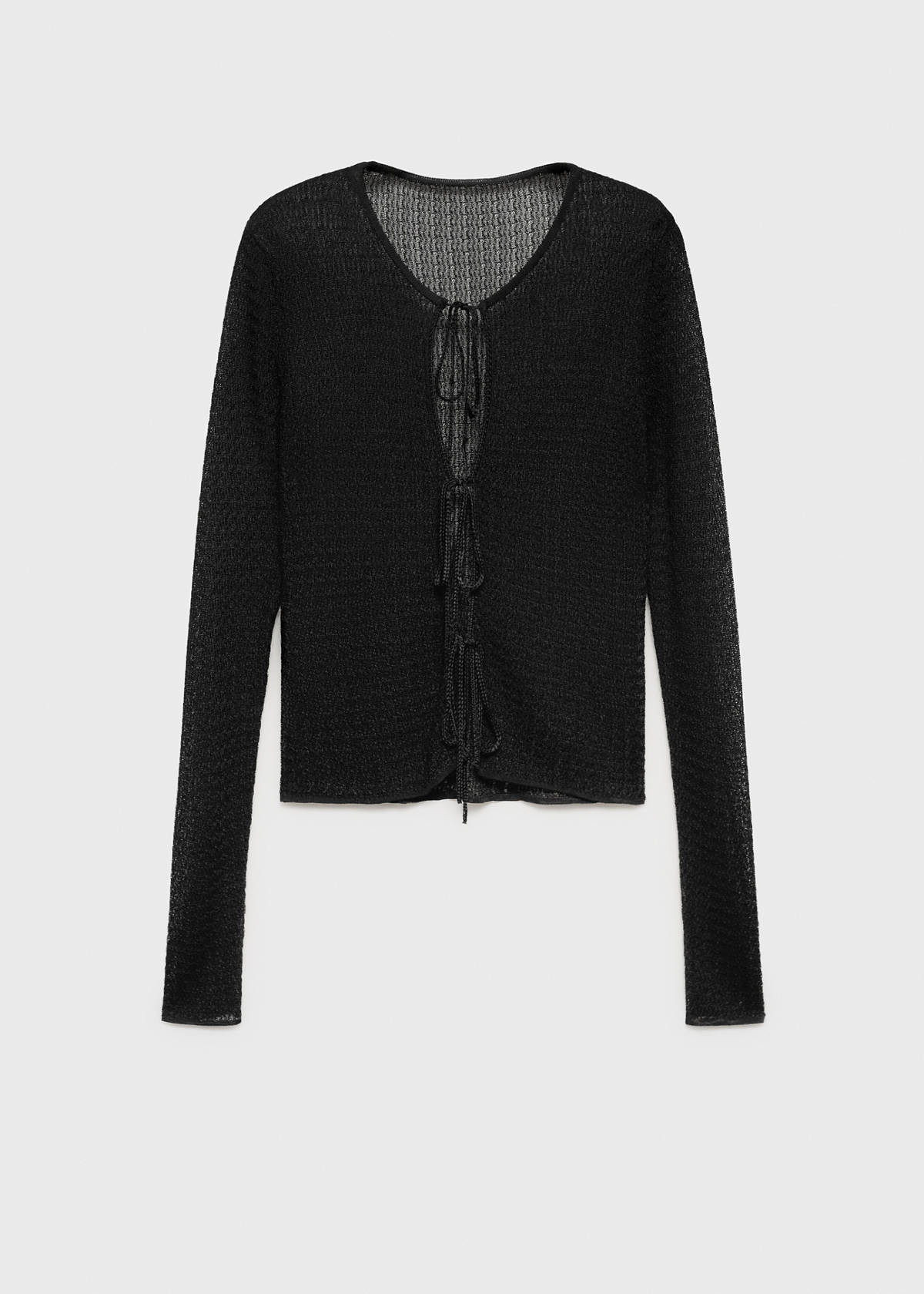 Knitted cardigan with ties — Black