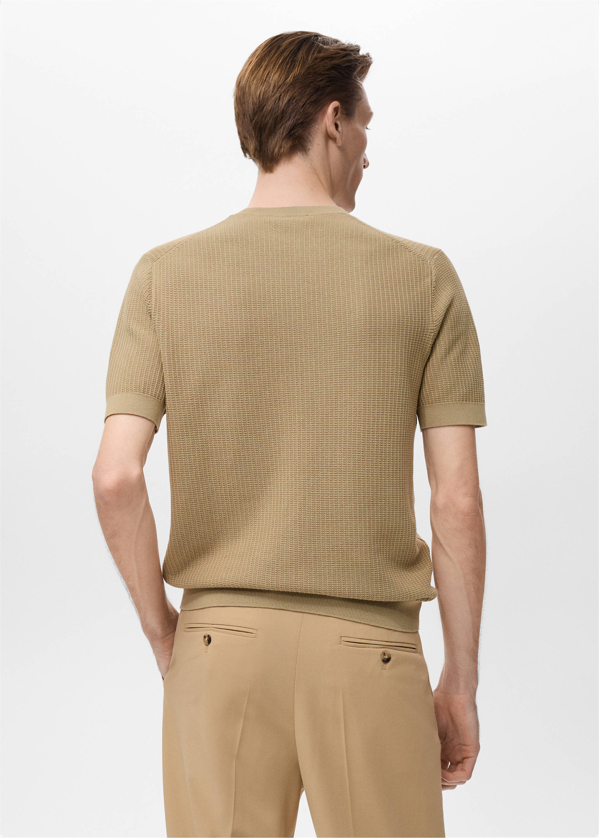 100% cotton knitted t-shirt - Reverse of the article, Beige. Ref: 17092904-00.