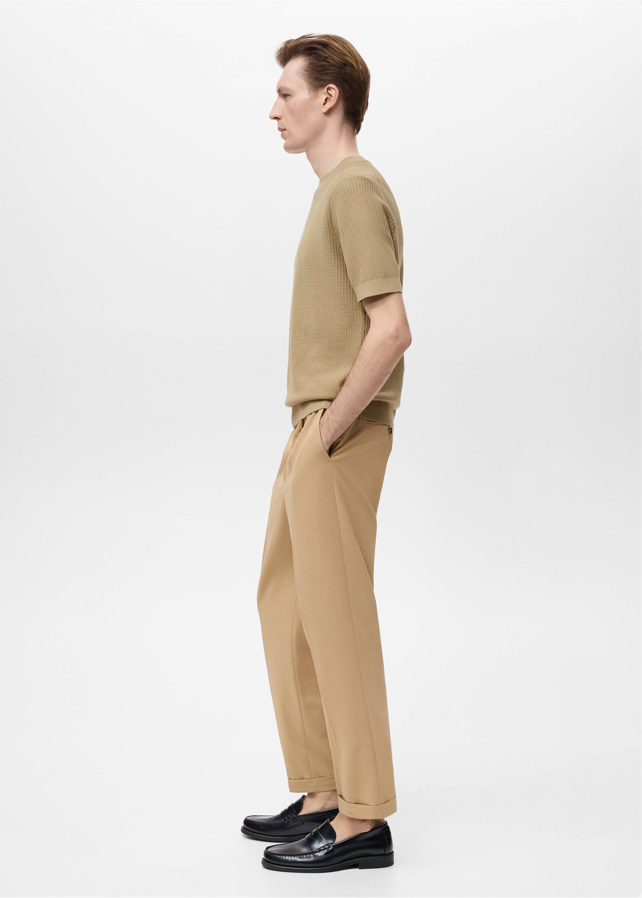 100% cotton knitted t-shirt - Details of the article 2, Beige. Ref: 17092904-00.