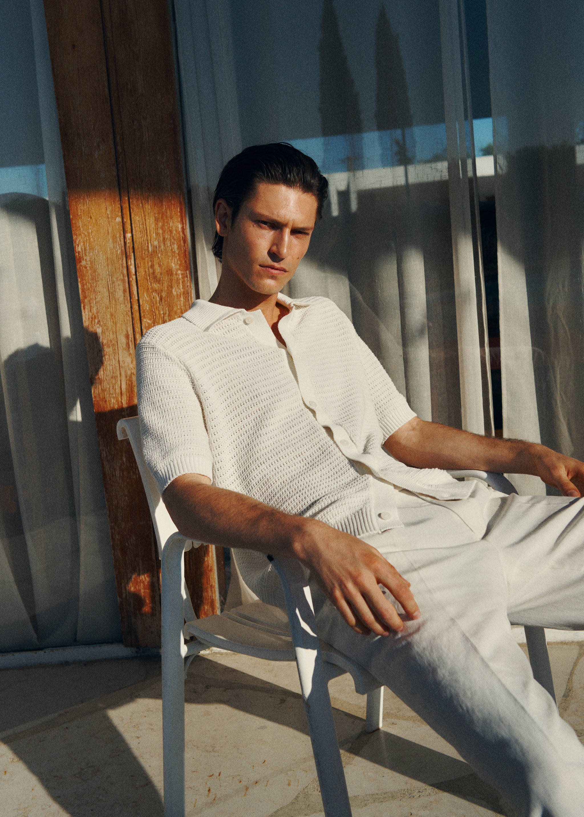 Рубашка из ажурного хлопкового трикотажа - Деталь изделия 5