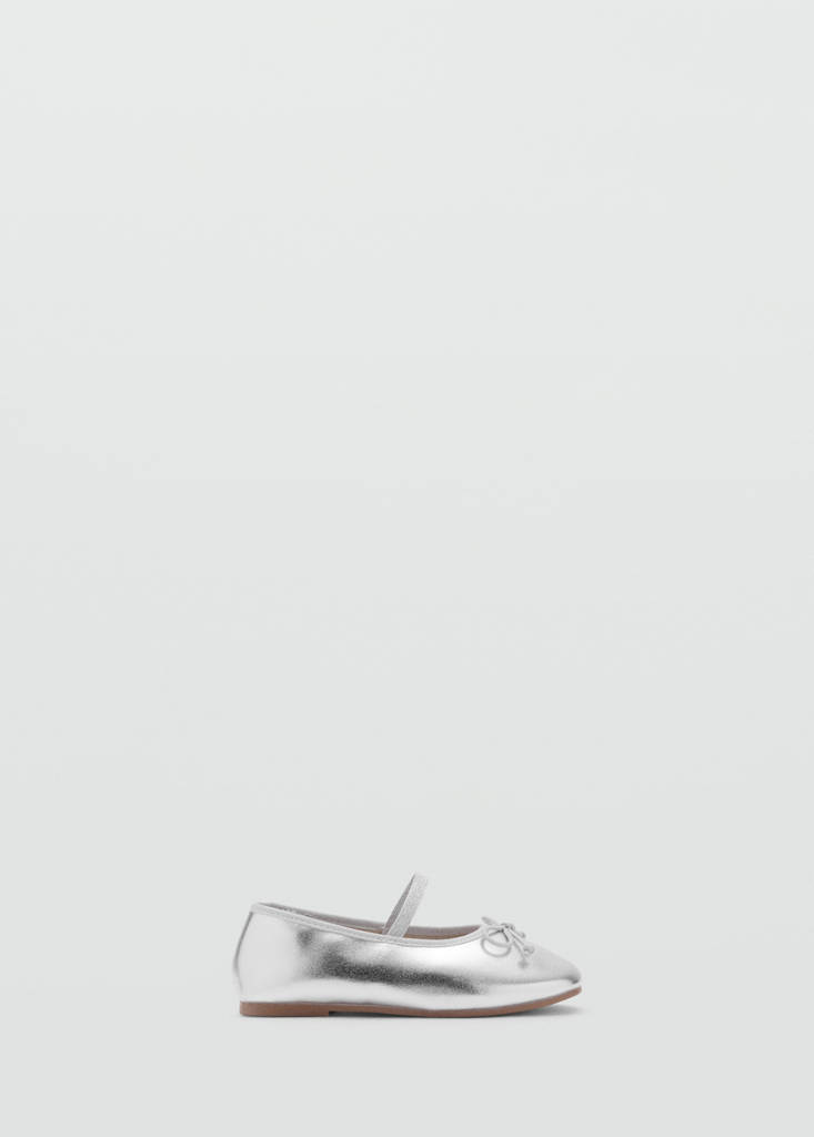 MANGO KIDS - Ballerines métallisées naud argent - 21 - Bébé fille