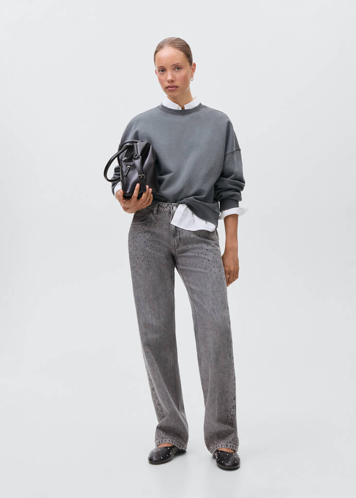 Plain cotton sweatshirt — Charcoal