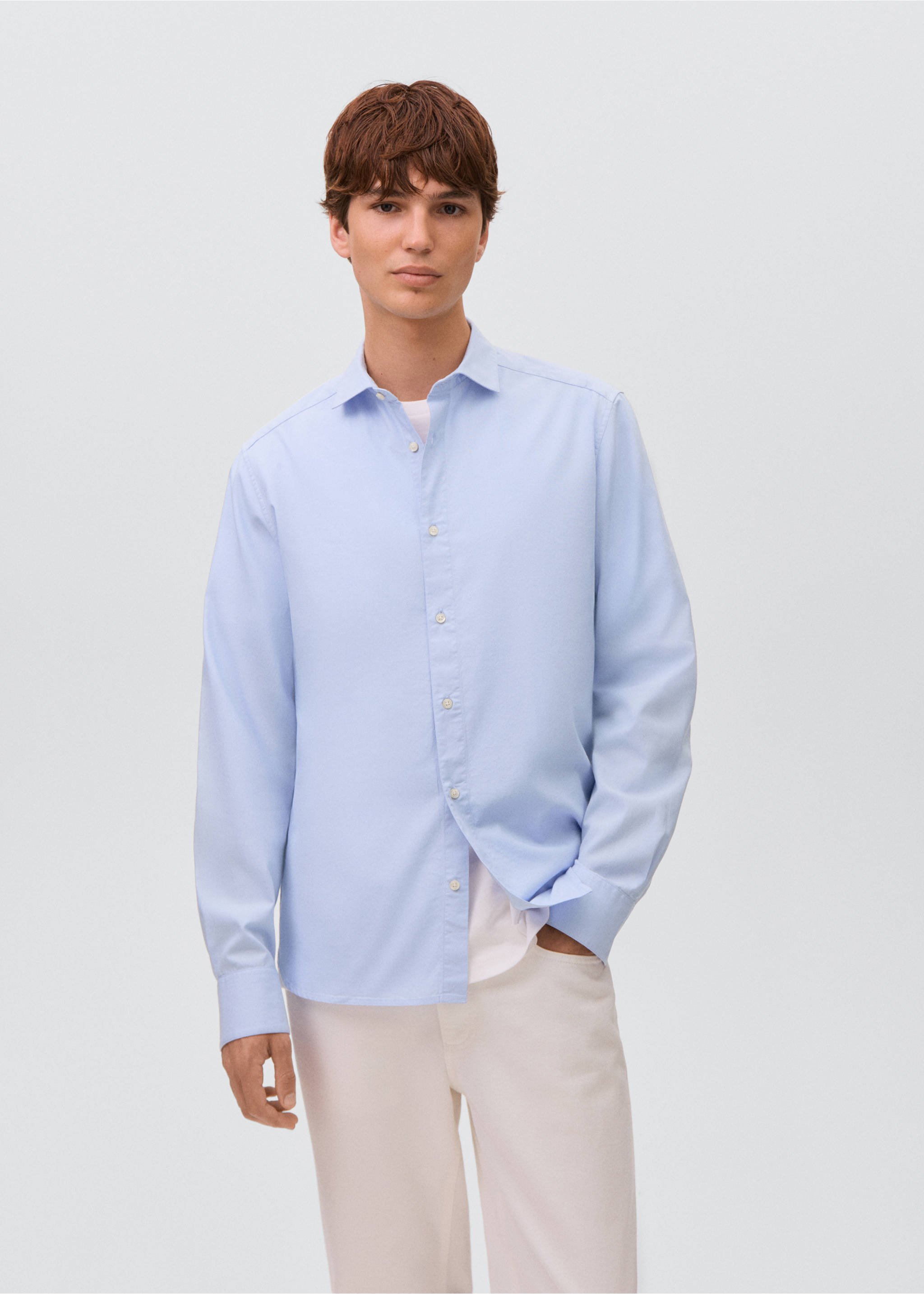 Camisa básica algodón - Plano medio, Azul. Ref: 17092911-00.
