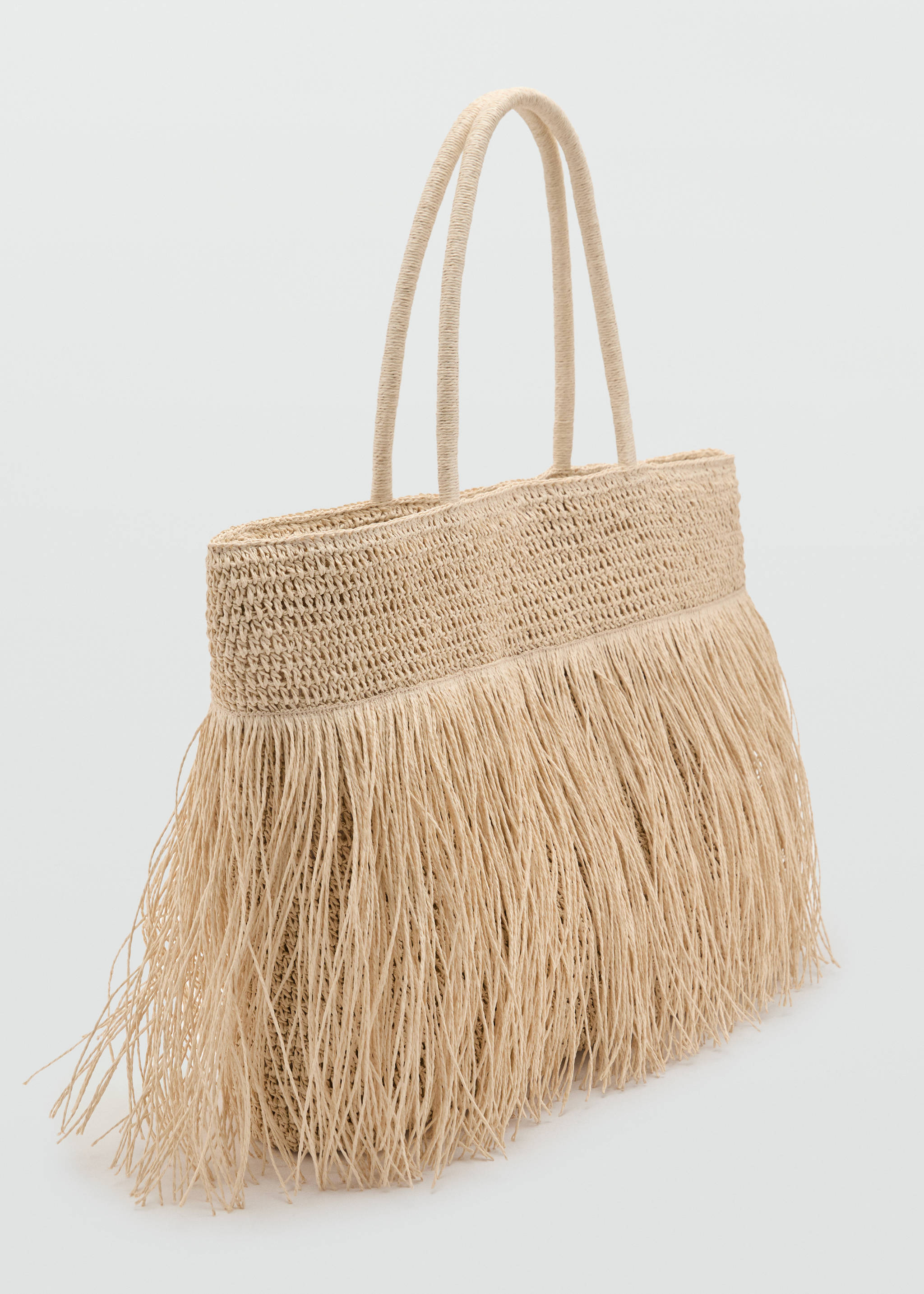 Natural fiber shopper bag with tassels - Medium plane