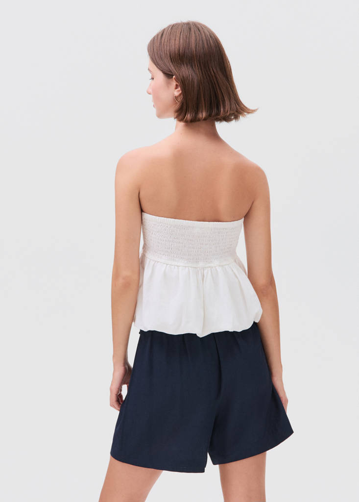 Linen shorts with bow — Navy