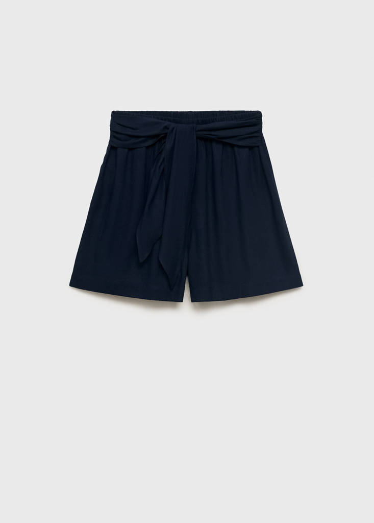 Linen shorts with bow — Navy