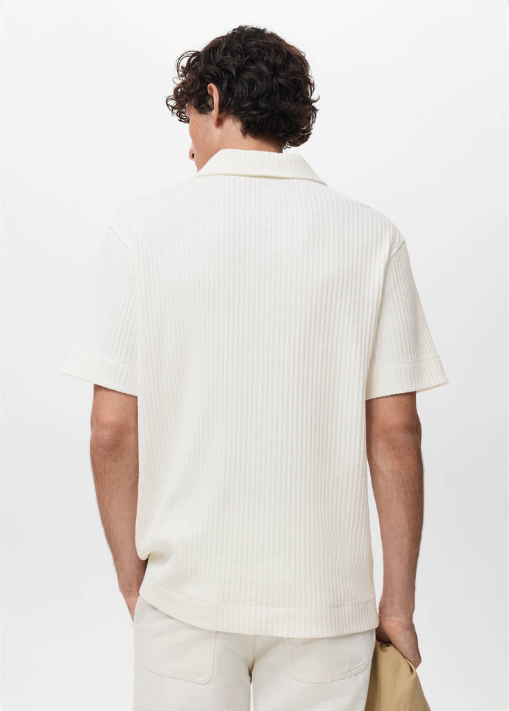 Textured knitted polo shirt — Off White