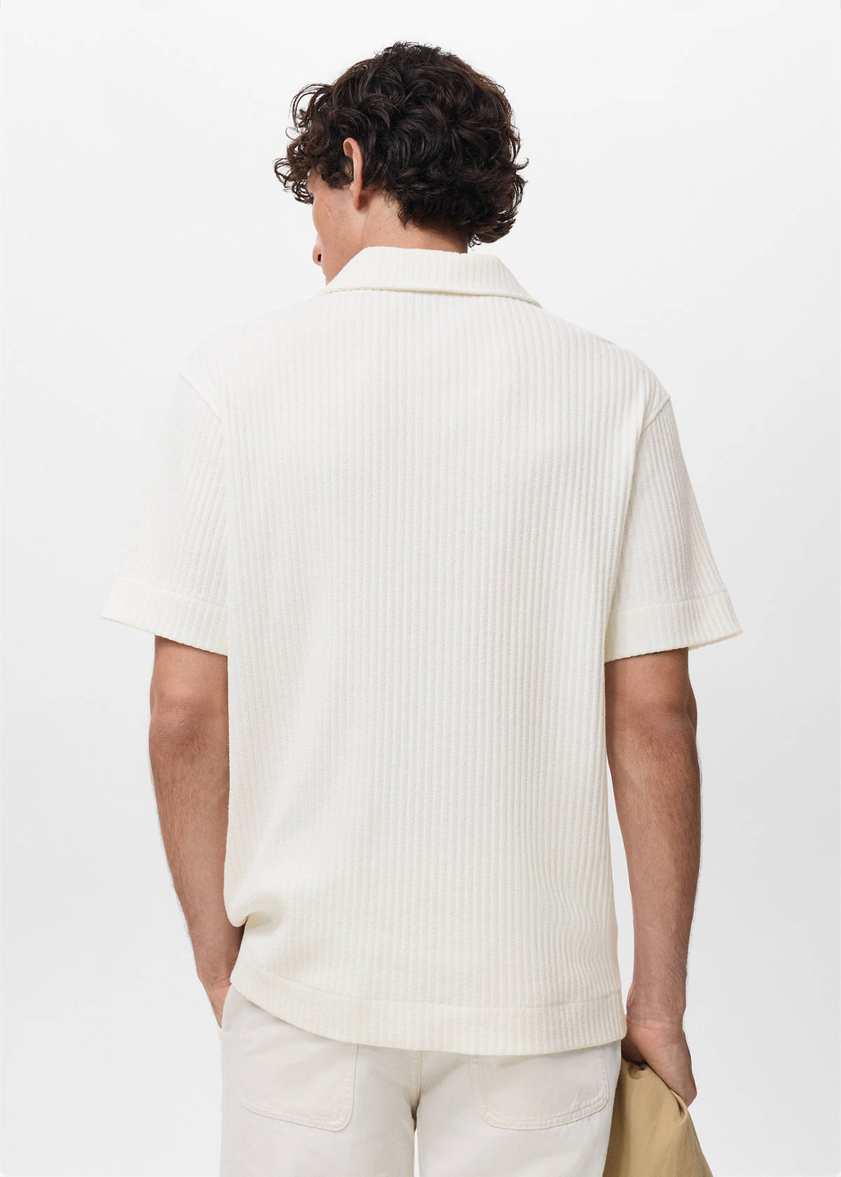 Textured knitted polo shirt — Off White
